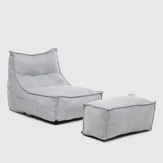 Sillón Pouf con Apoya Pies Gris