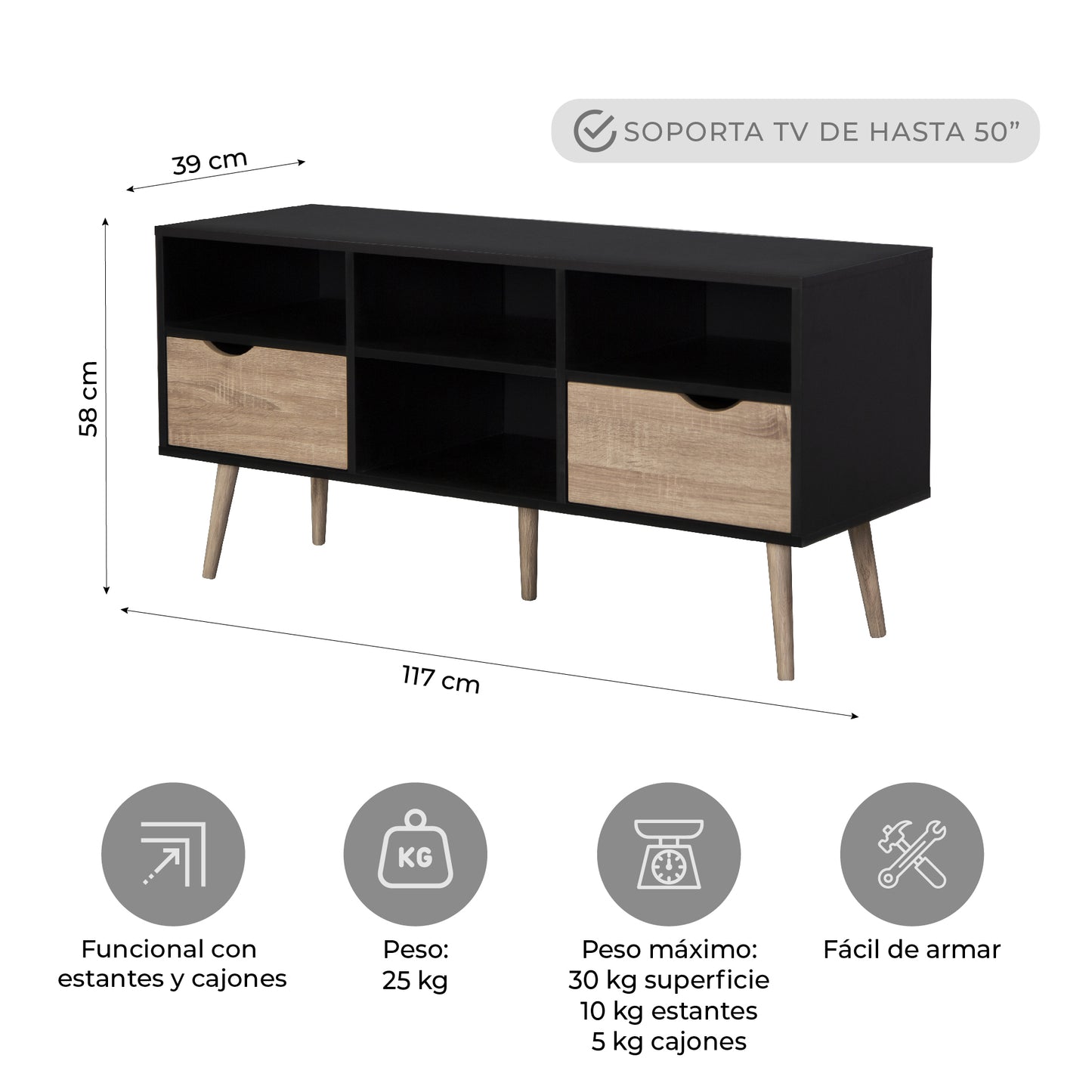 Rack de TV Bolonia Black