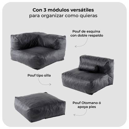 Sofá Pouf / Puff Seccional Leather