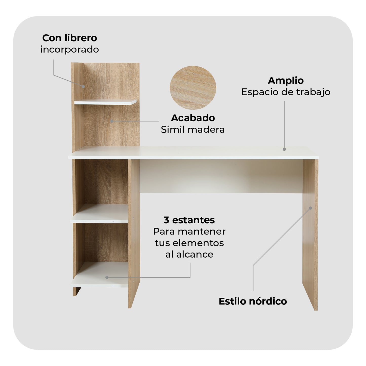 Escritorio con Librero Maple