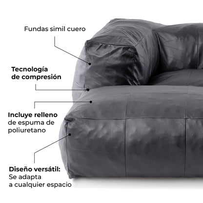 Sofá Pouf / Puff Seccional Leather