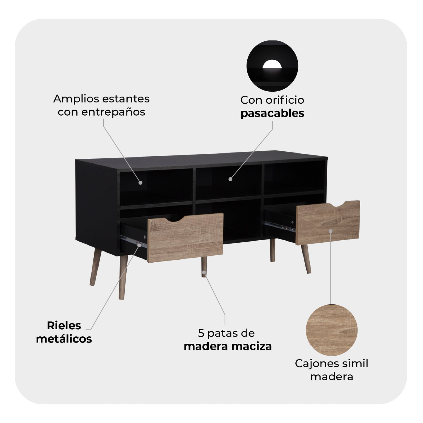 Rack de TV Bolonia Black