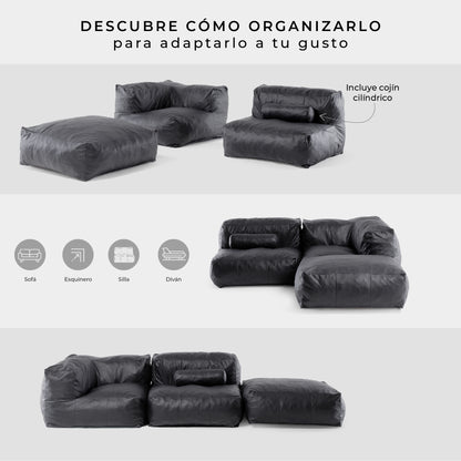 Sofá Pouf / Puff Seccional Leather