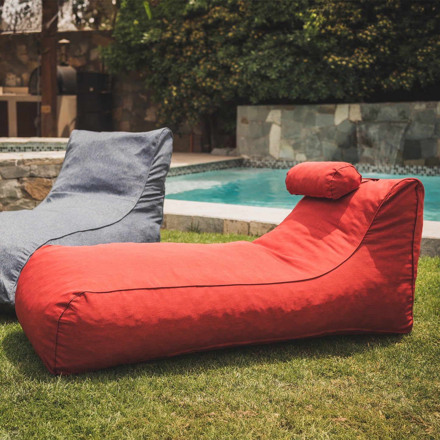 Pouf / Puff De Exterior Impermeable Rojo